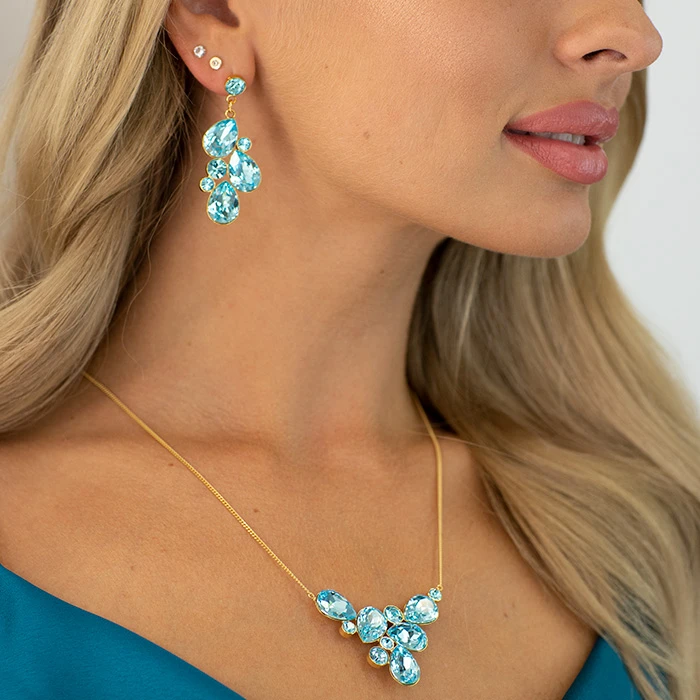 Diamond Sky Jewelry Papuošalų rinkinys moterims „Fillory Magic (Aqua Bohemica)“ su Preciosa® kristalais