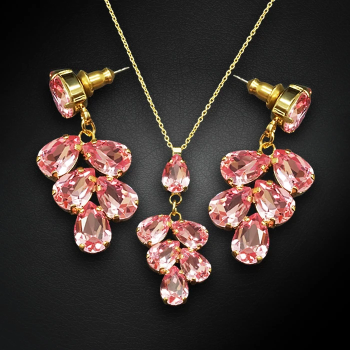 Diamond Sky Jewelry Papuošalų rinkinys moterims „Amber II (Light Rose)“ su Preciosa® kristalais