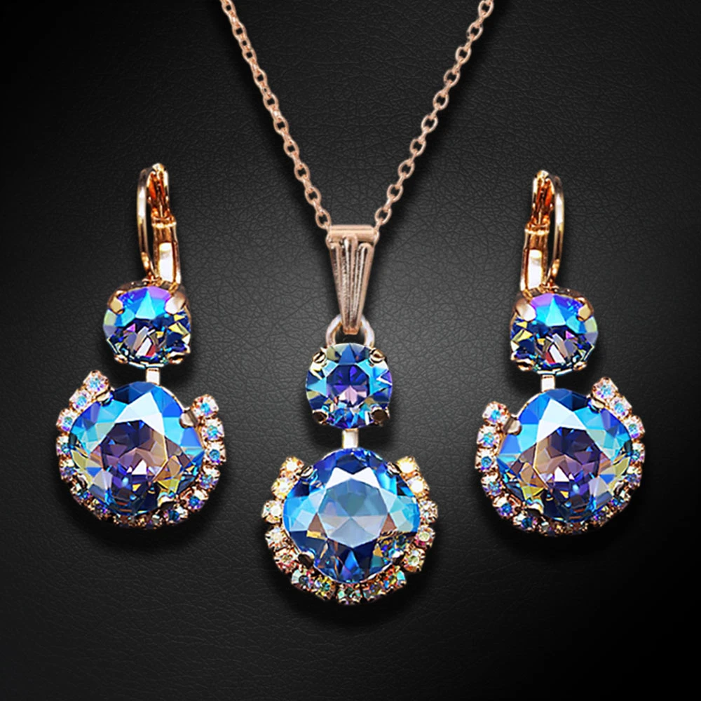 Diamond Sky Jewelry Papuošalų rinkinys moterims „Clarice VI (Light Sapphire Shimmer)“ su Swarovski® kristalais