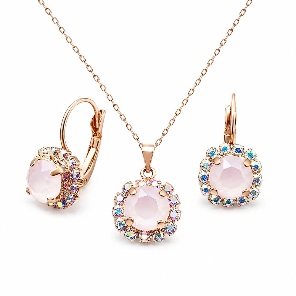 Diamond Sky Jewelry Papuošalų rinkinys moterims „Glory II (Powder Rose)“ su Swarovski® kristalais