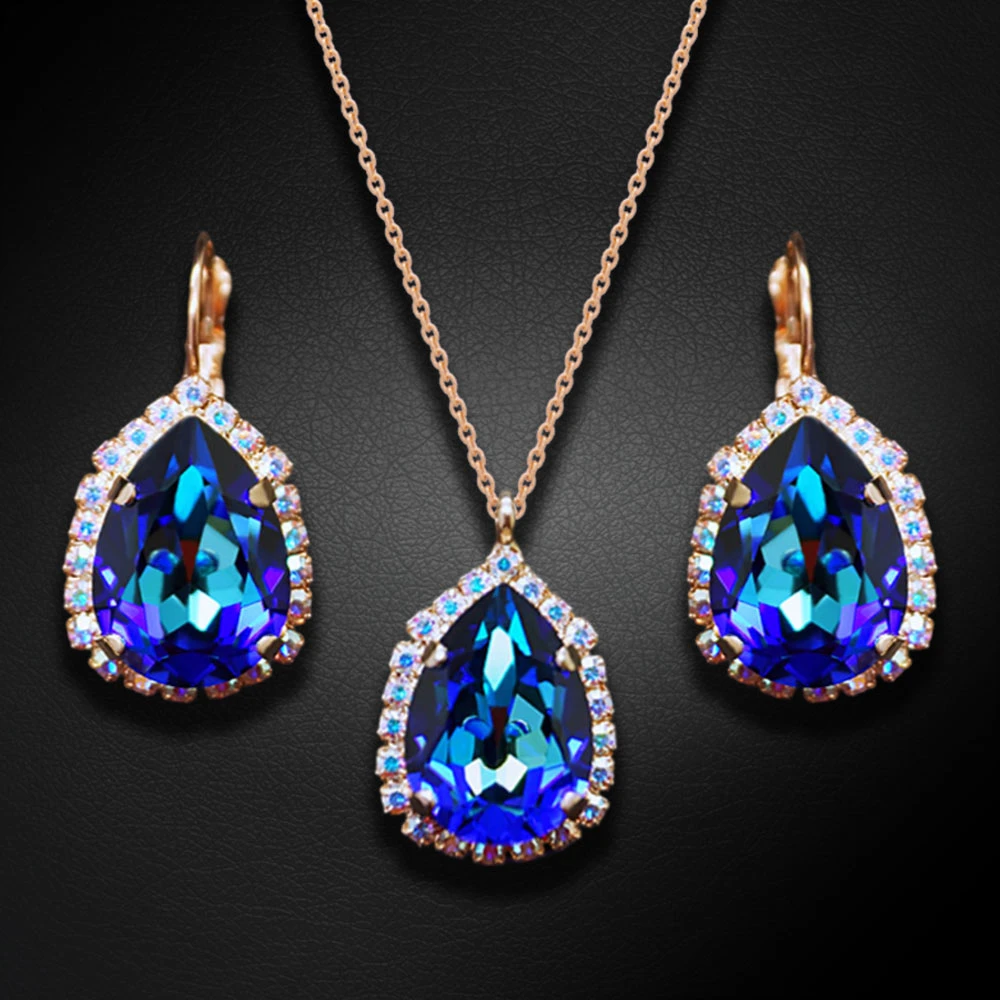 Diamond Sky Jewelry Papuošalų rinkinys moterims „Celestial Drop III (Bermuda Mėlyna)“ su Swarovski® kristalais