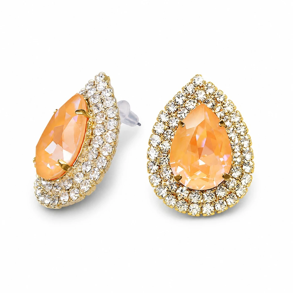 Diamond Sky Jewelry Papuošalų rinkinys moterims „Jasmine (Peach DeLite)“ su Swarovski® kristalais