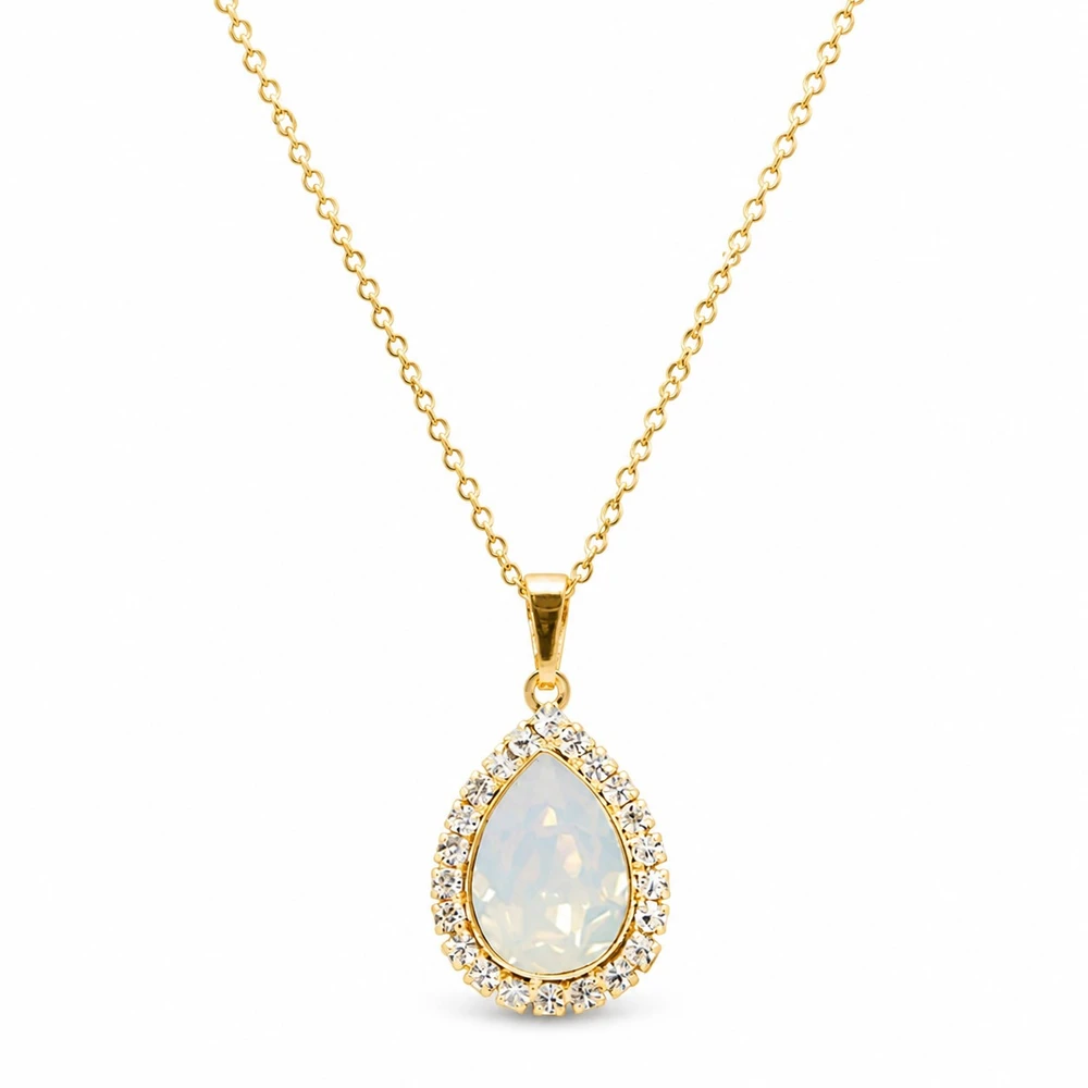 Diamond Sky Jewelry Papuošalų rinkinys moterims „Celestial Drop (Baltas Opal)“ su Swarovski® kristalais
