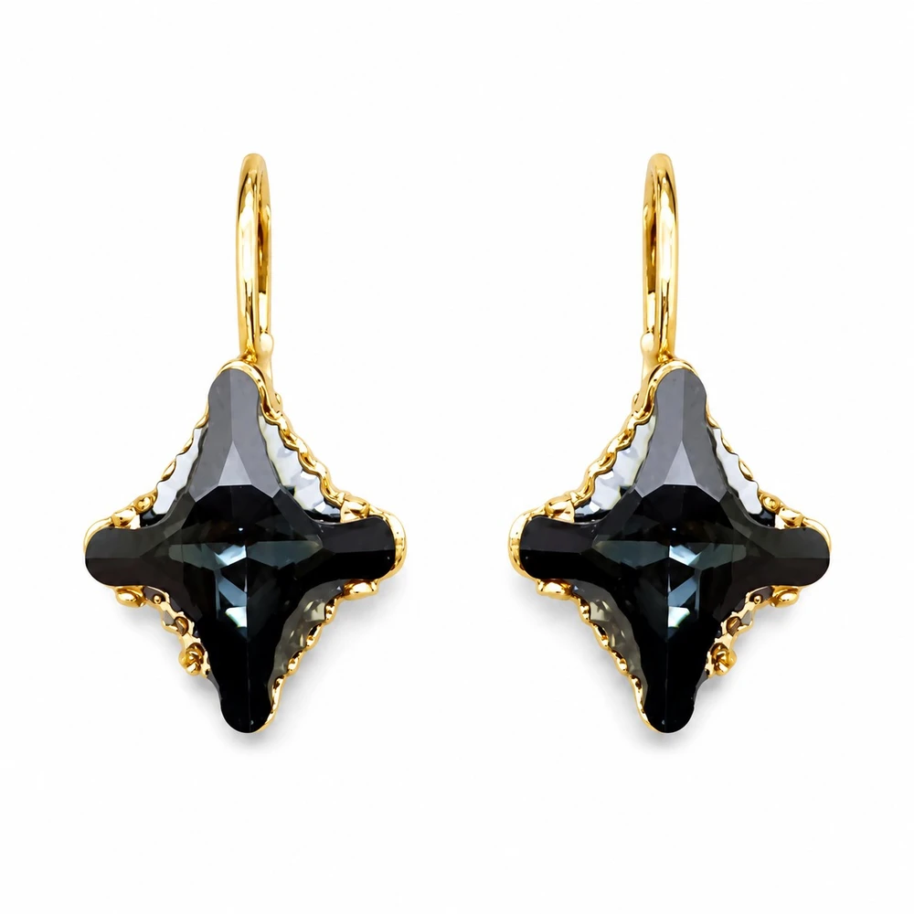 Diamond Sky Jewelry Papuošalų rinkinys moterims „Crystal Rhombus II (Graphite Lite Chrome)“ su Swarovski® kristalais