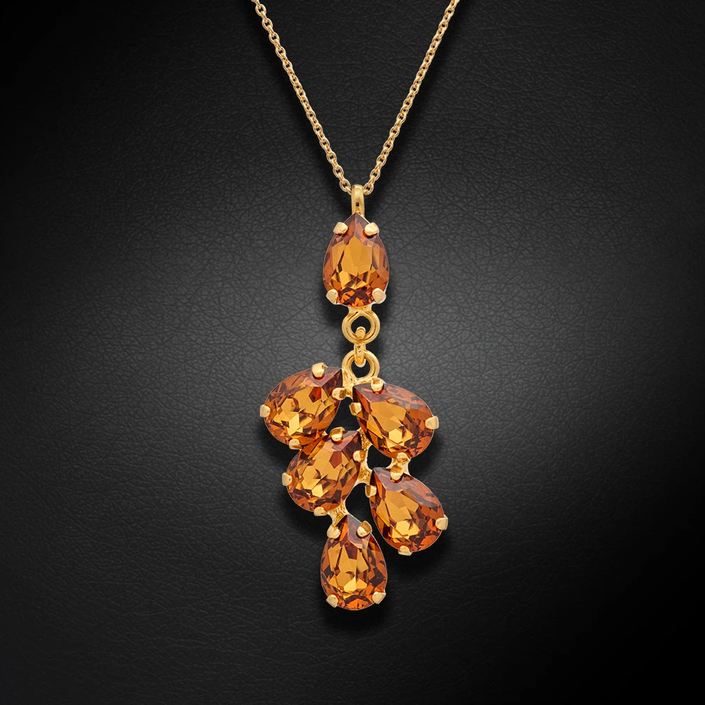 Diamond Sky Jewelry Papuošalų rinkinys moterims „Amber II (Light Amber)“ su Preciosa® kristalais