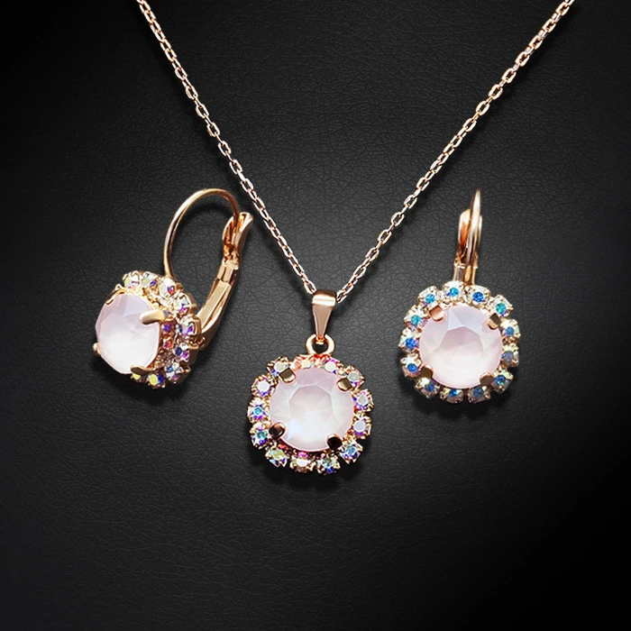 Diamond Sky Jewelry Papuošalų rinkinys moterims „Glory II (Powder Rose)“ su Swarovski® kristalais