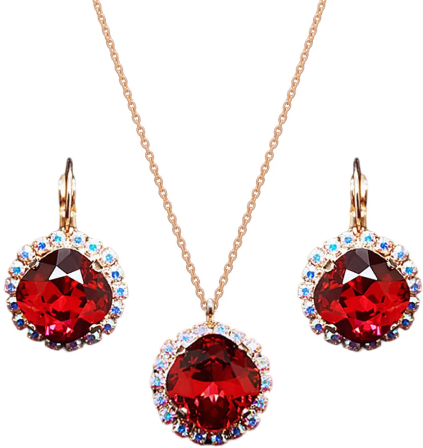 Diamond Sky Jewelry Papuošalų rinkinys moterims „Glare III (Scarlet)“ su Swarovski® kristalais