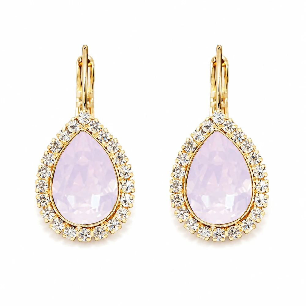 Diamond Sky Jewelry Papuošalų rinkinys moterims „Celestial Drop (Rose Vanduo Opal)“ su Swarovski® kristalais