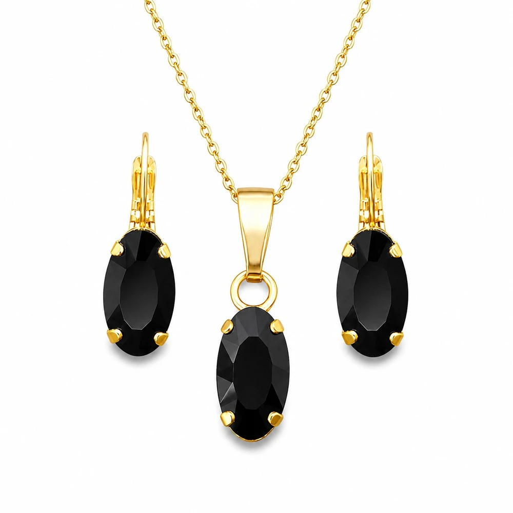 Diamond Sky Jewelry Papuošalų rinkinys moterims „Enigma (Graphite)“ su Swarovski® kristalais