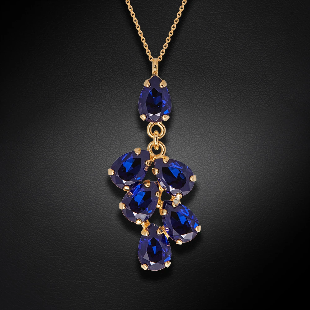 Diamond Sky Jewelry Papuošalų rinkinys moterims „Amber II (Dark Indigo)“ su Preciosa® kristalais