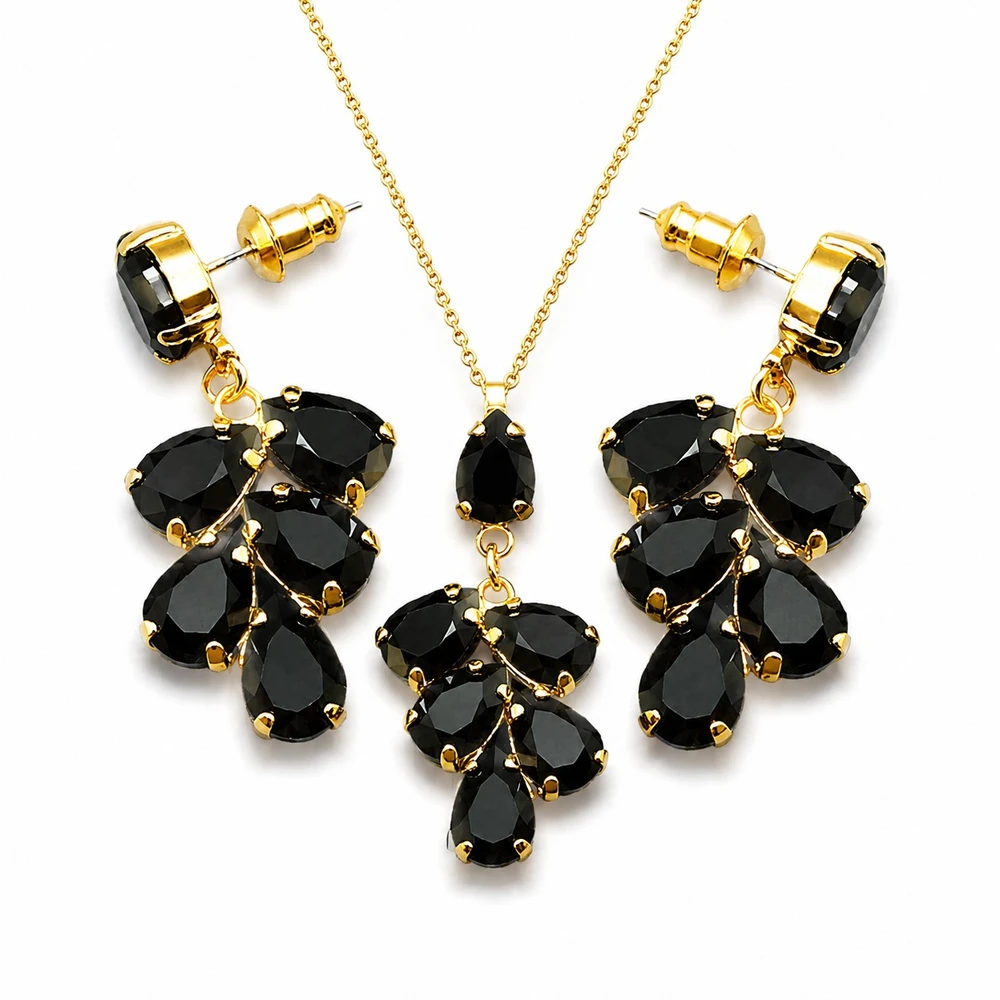Diamond Sky Jewelry Papuošalų rinkinys moterims „Amber II (Jet)“ su Preciosa® kristalais