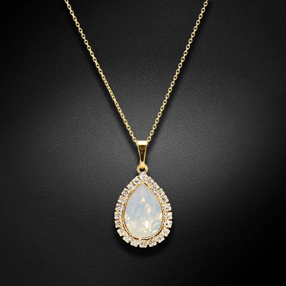 Diamond Sky Jewelry Papuošalų rinkinys moterims „Celestial Drop (Baltas Opal)“ su Swarovski® kristalais