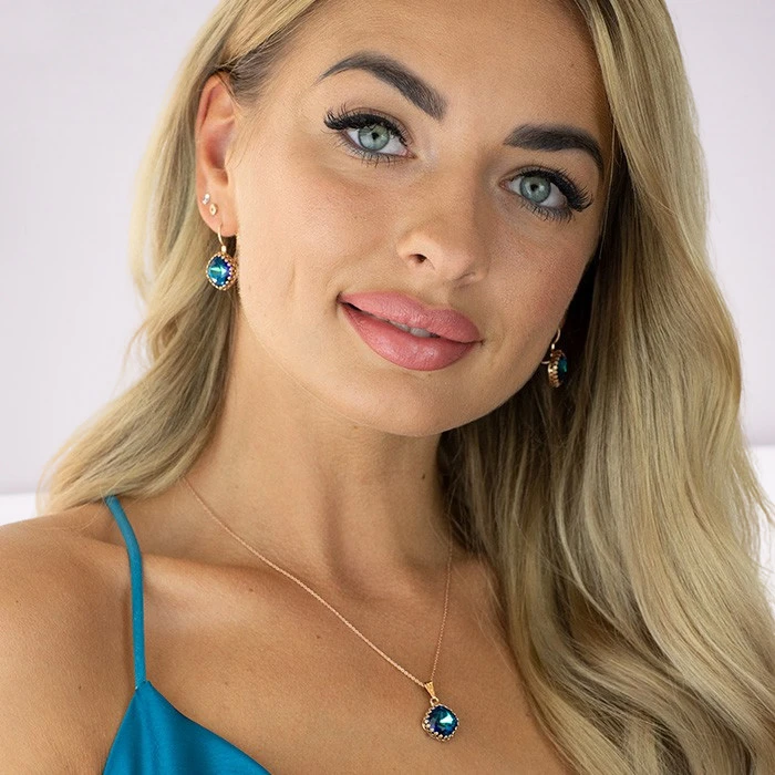Diamond Sky Jewelry Papuošalų rinkinys moterims „Vintage IV (Bermuda Mėlyna)“ su Swarovski® kristalais