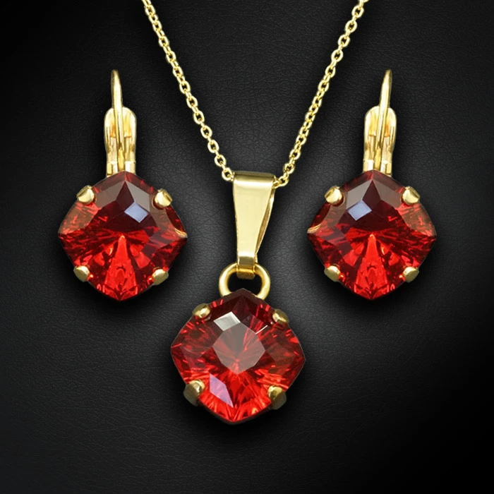 Diamond Sky Jewelry Papuošalų rinkinys moterims „Mystic (Scarlet)“ su Swarovski® kristalais