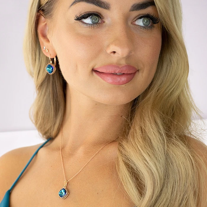Diamond Sky Jewelry Papuošalų rinkinys moterims „Vintage IV (Bermuda Mėlyna)“ su Swarovski® kristalais
