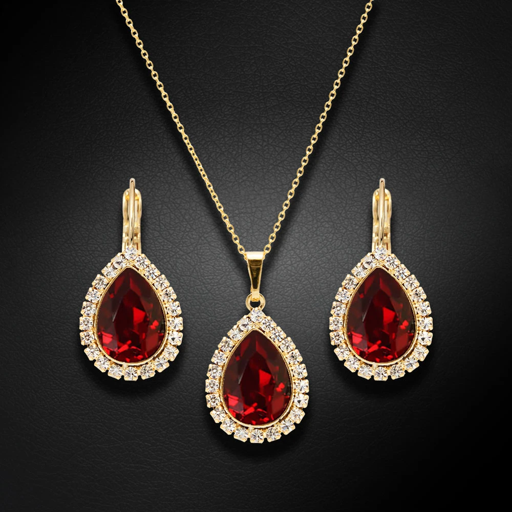Diamond Sky Jewelry Papuošalų rinkinys moterims „Celestial Drop (Siam)“ su Swarovski® kristalais