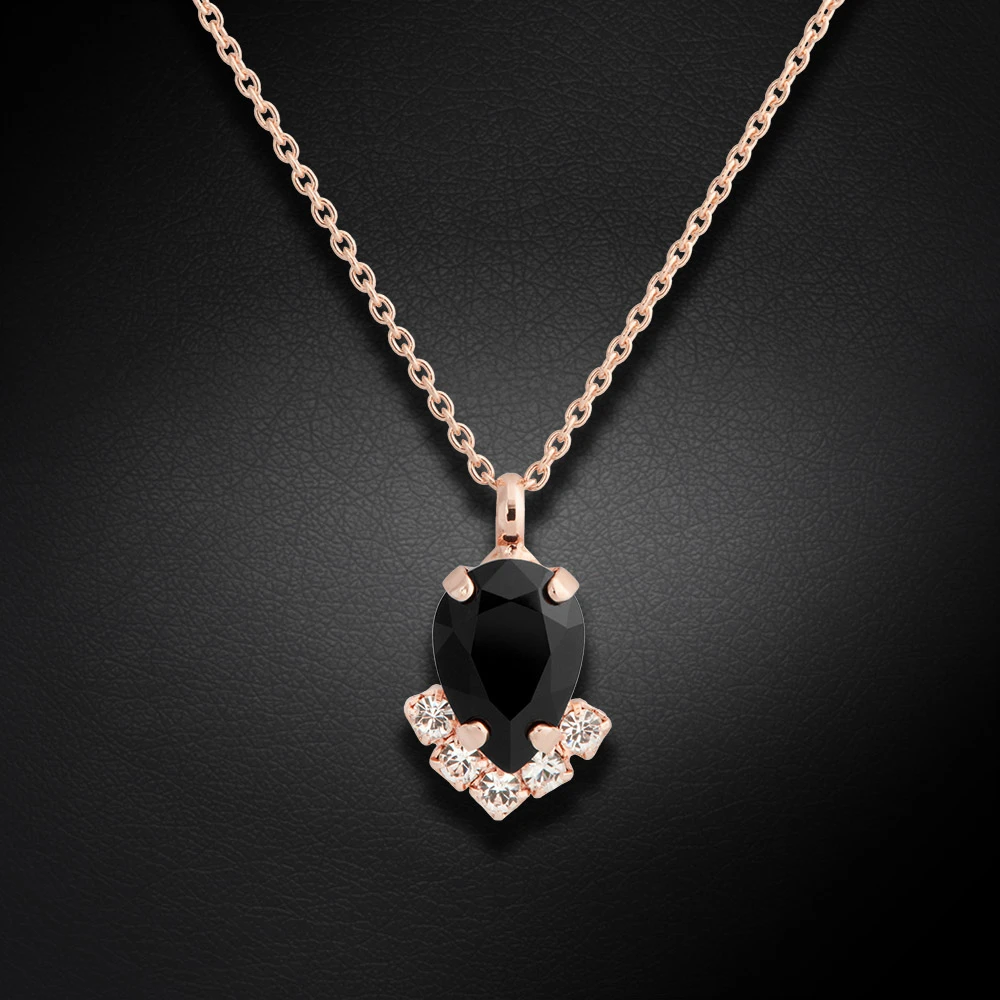 Diamond Sky Jewelry Papuošalų rinkinys moterims „Leonora II (Jet)“ su Preciosa® kristalais
