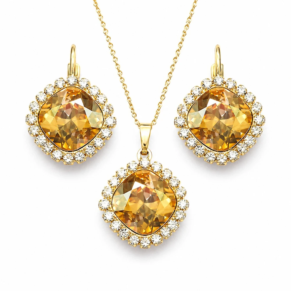 Diamond Sky Jewelry Papuošalų rinkinys moterims „Glare III (Golden Shadow)“ su Swarovski® kristalais