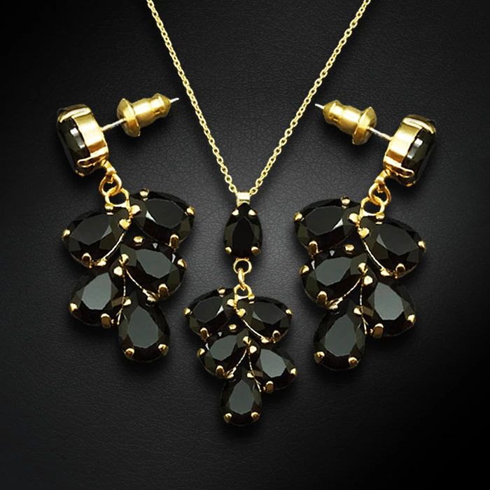 Diamond Sky Jewelry Papuošalų rinkinys moterims „Amber II (Jet)“ su Preciosa® kristalais