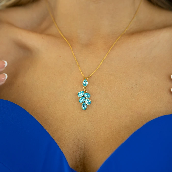 Diamond Sky Jewelry Papuošalų rinkinys moterims „Amber II (Aqua Bohemica)“ su Preciosa® kristalais
