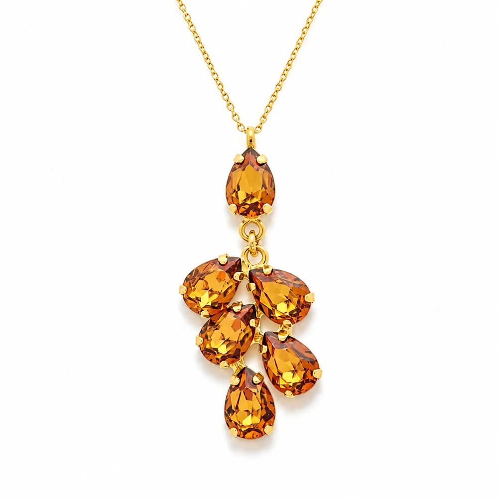 Diamond Sky Jewelry Papuošalų rinkinys moterims „Amber II (Light Amber)“ su Preciosa® kristalais