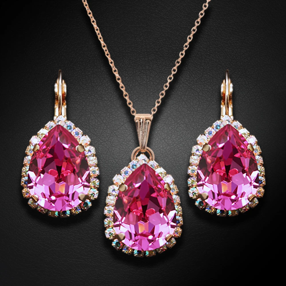 Diamond Sky Jewelry Papuošalų rinkinys moterims „Celestial Drop III (Rose)“ su Swarovski® kristalais