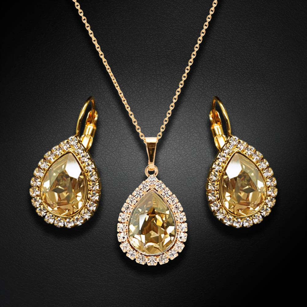 Diamond Sky Jewelry Papuošalų rinkinys moterims „Celestial Drop (Golden Shadow)“ su Swarovski® kristalais