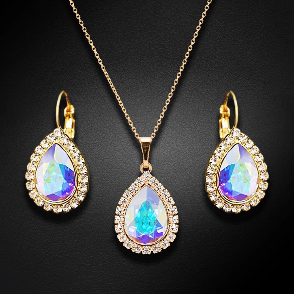 Diamond Sky Jewelry Papuošalų rinkinys moterims „Celestial Drop (Aurora Borealis)“ su Swarovski® kristalais