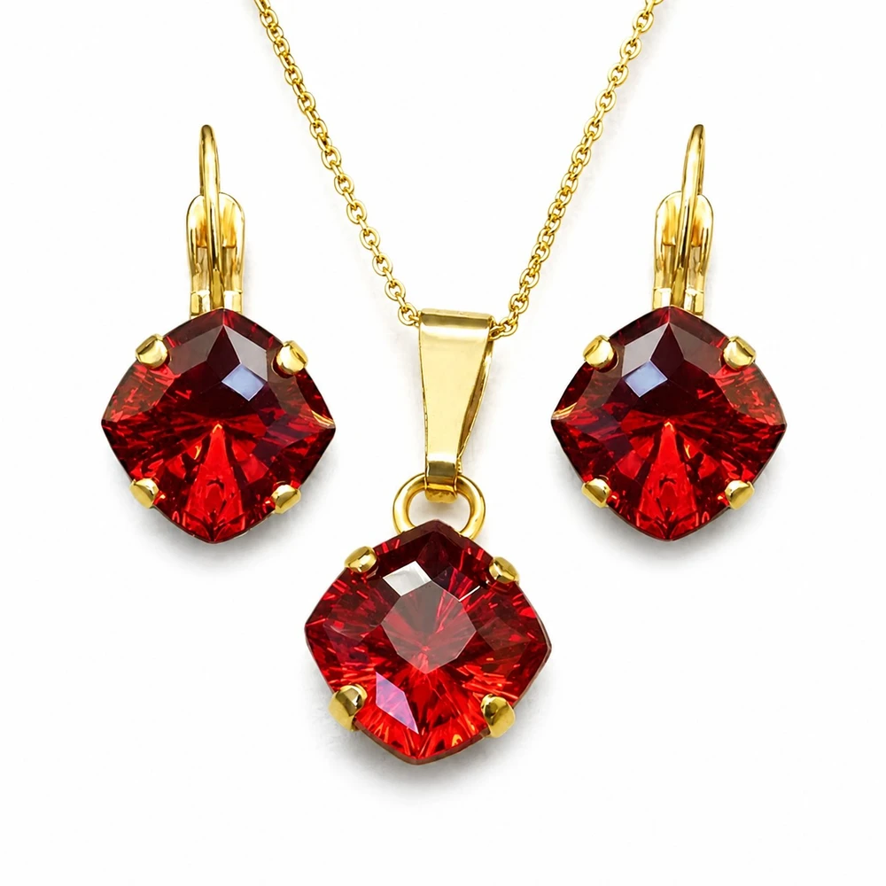 Diamond Sky Jewelry Papuošalų rinkinys moterims „Mystic (Scarlet)“ su Swarovski® kristalais