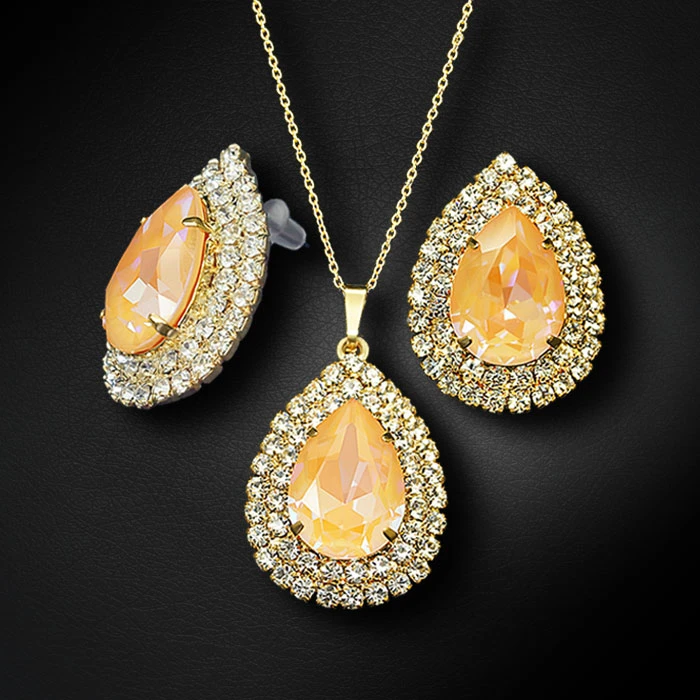 Diamond Sky Jewelry Papuošalų rinkinys moterims „Jasmine (Peach DeLite)“ su Swarovski® kristalais