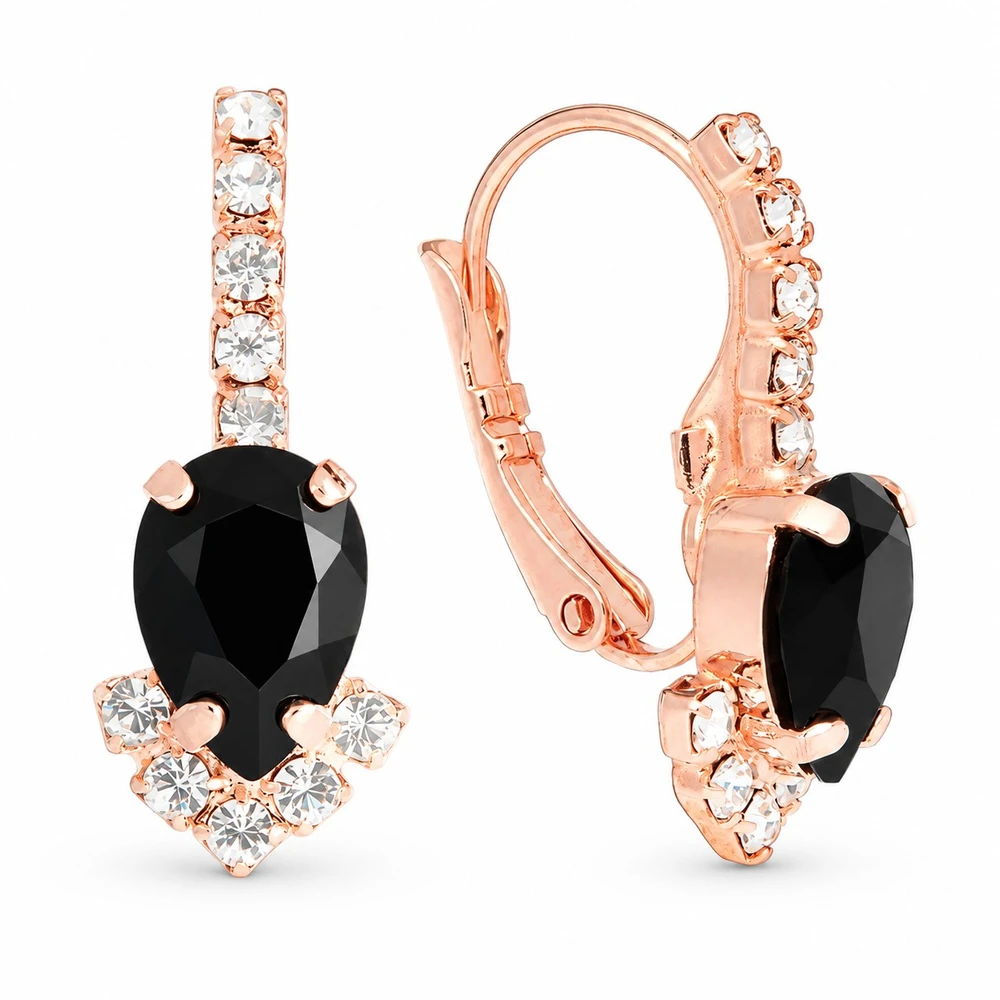 Diamond Sky Jewelry Papuošalų rinkinys moterims „Leonora II (Jet)“ su Preciosa® kristalais