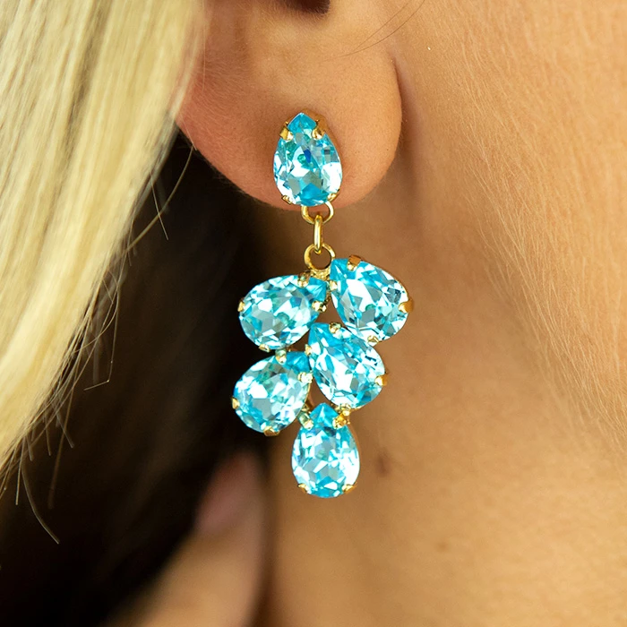 Diamond Sky Jewelry Papuošalų rinkinys moterims „Amber II (Aqua Bohemica)“ su Preciosa® kristalais