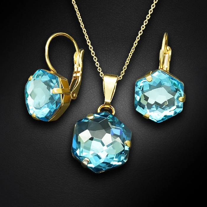 Diamond Sky Jewelry Papuošalų rinkinys moterims „Fantasy (Aquamarine)“ su Swarovski® kristalais