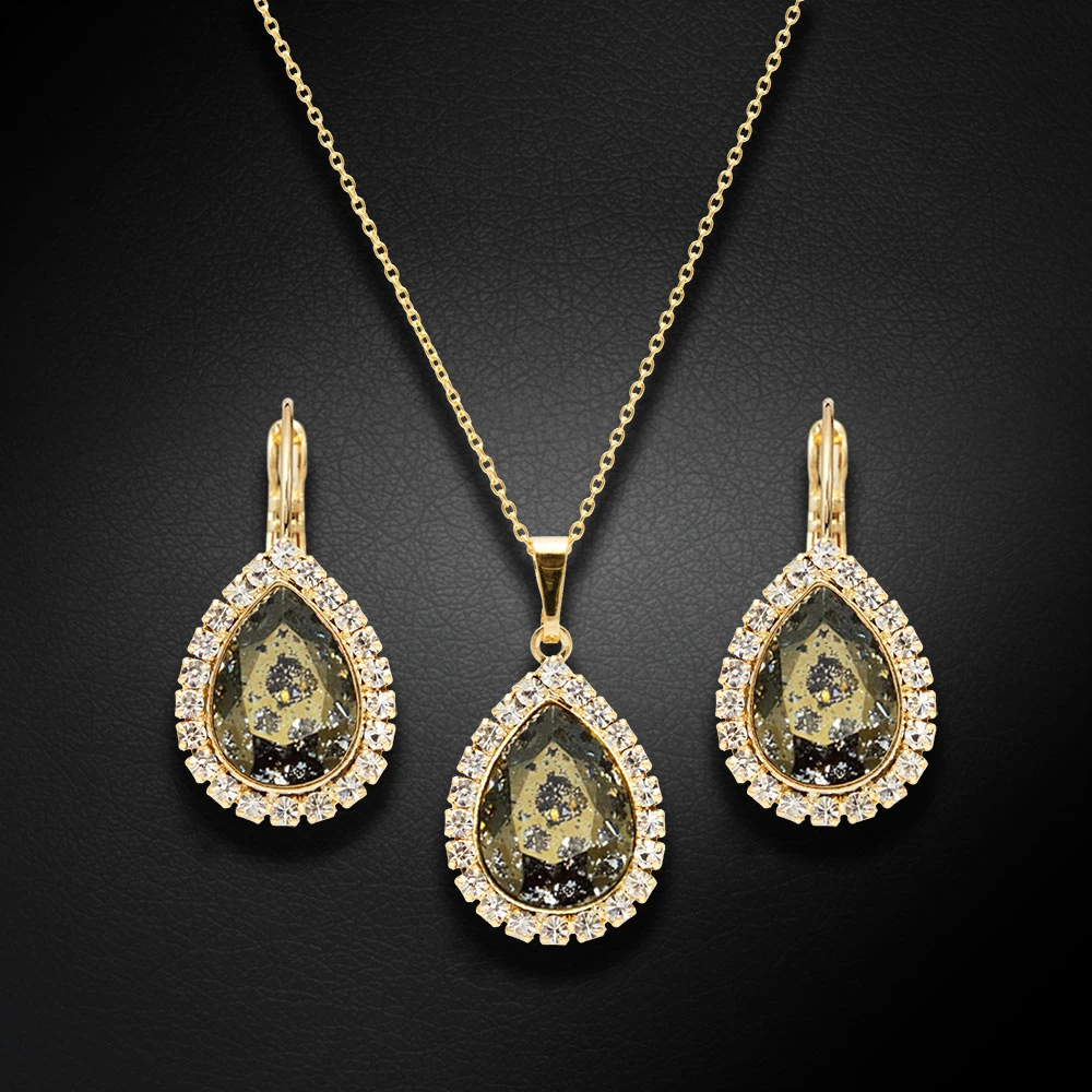 Diamond Sky Jewelry Papuošalų rinkinys moterims „Celestial Drop (Gold Patina)“ su Swarovski® kristalais