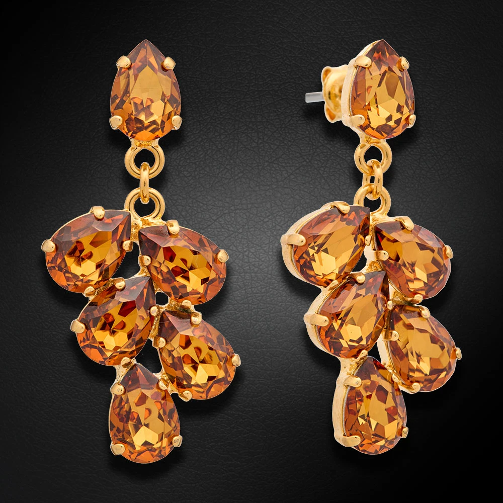 Diamond Sky Jewelry Papuošalų rinkinys moterims „Amber II (Light Amber)“ su Preciosa® kristalais