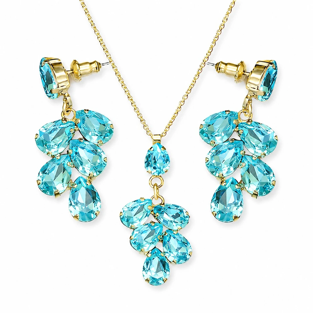 Diamond Sky Jewelry Papuošalų rinkinys moterims „Amber II (Aqua Bohemica)“ su Preciosa® kristalais