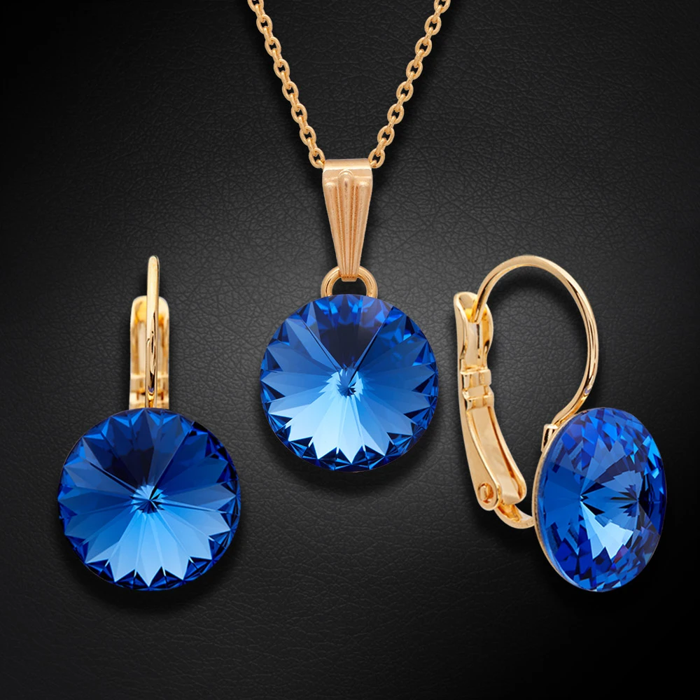 Diamond Sky Jewelry Papuošalų rinkinys moterims „Clarice II (Sapphire)“ su Swarovski® kristalais