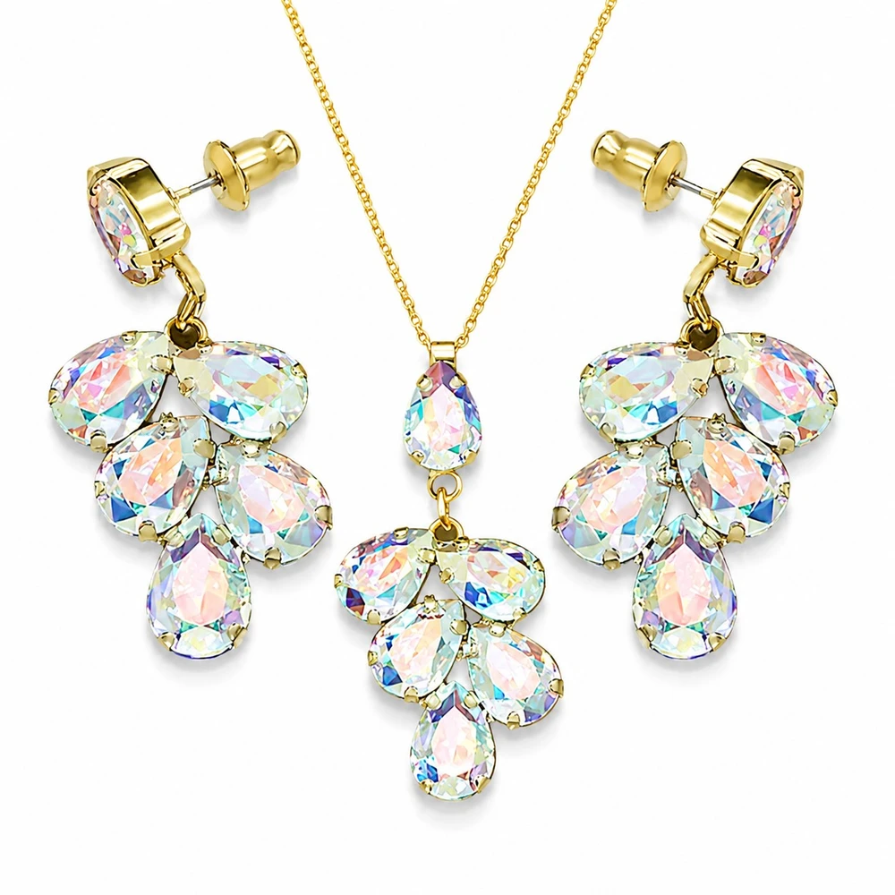 Diamond Sky Jewelry Papuošalų rinkinys moterims „Amber II (Aurora Borealis)“ su Preciosa® kristalais