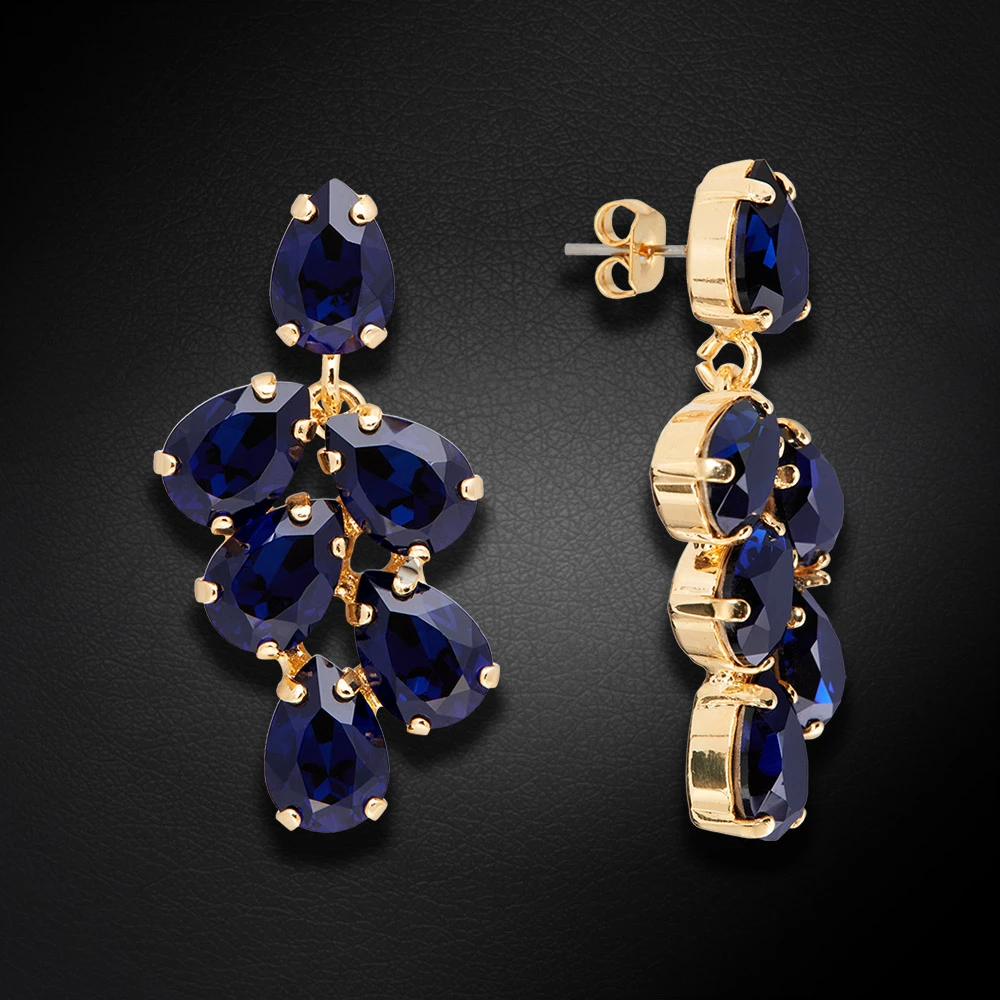 Diamond Sky Jewelry Papuošalų rinkinys moterims „Amber II (Dark Indigo)“ su Preciosa® kristalais