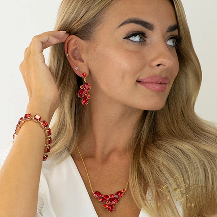 Diamond Sky Jewelry Papuošalų rinkinys moterims „Fillory Magic (Light Siam)“ su Preciosa® kristalais