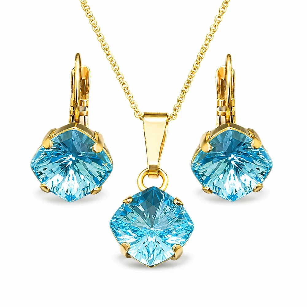 Diamond Sky Jewelry Papuošalų rinkinys moterims „Mystic (Aquamarine)“ su Swarovski® kristalais