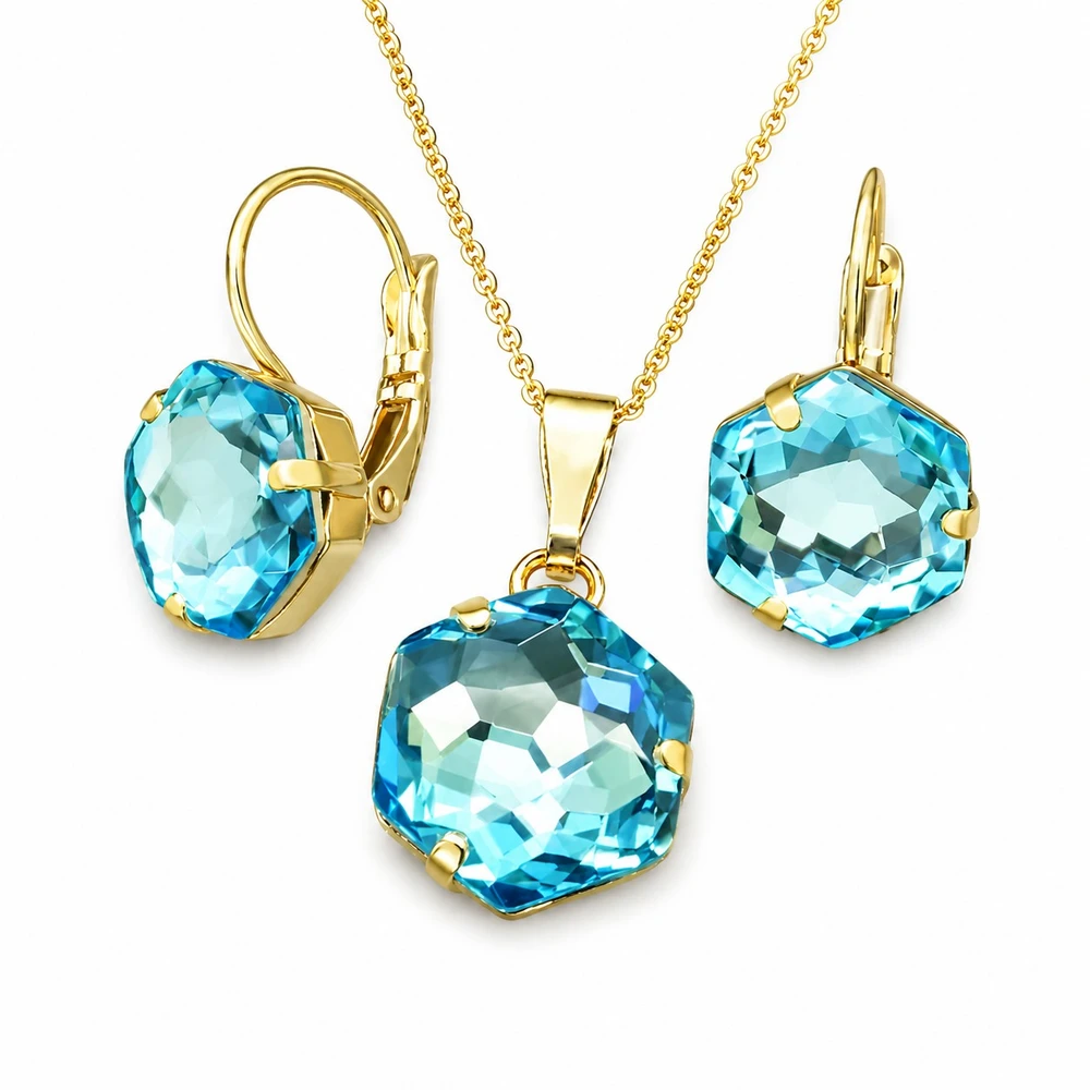 Diamond Sky Jewelry Papuošalų rinkinys moterims „Fantasy (Aquamarine)“ su Swarovski® kristalais