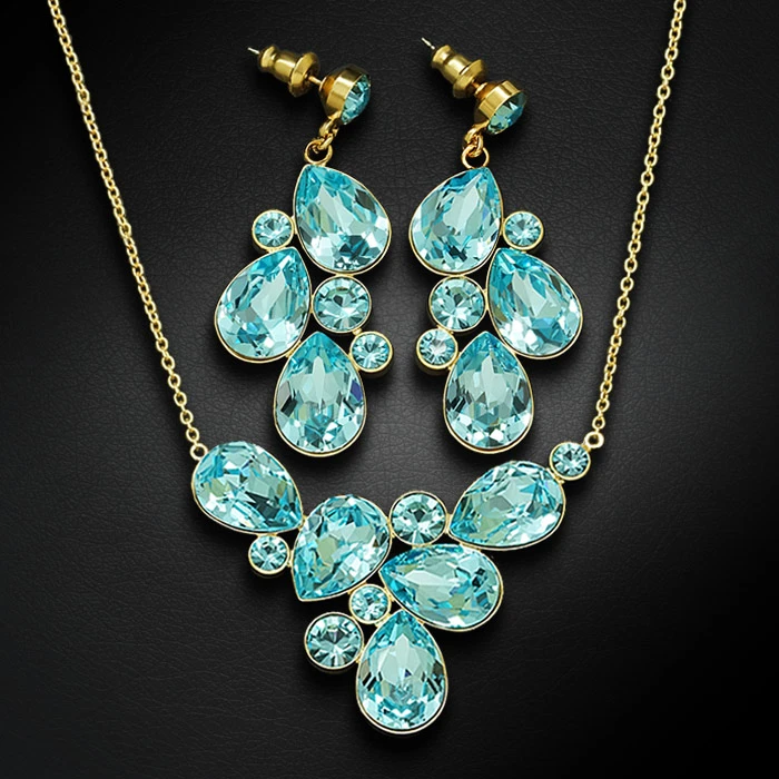 Diamond Sky Jewelry Papuošalų rinkinys moterims „Fillory Magic (Aqua Bohemica)“ su Preciosa® kristalais