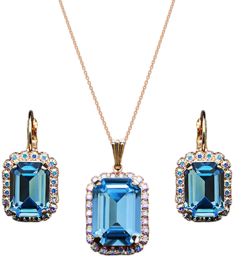 Diamond Sky Jewelry Papuošalų rinkinys moterims „Lourdes (Aquamarine)“ su Swarovski® kristalais