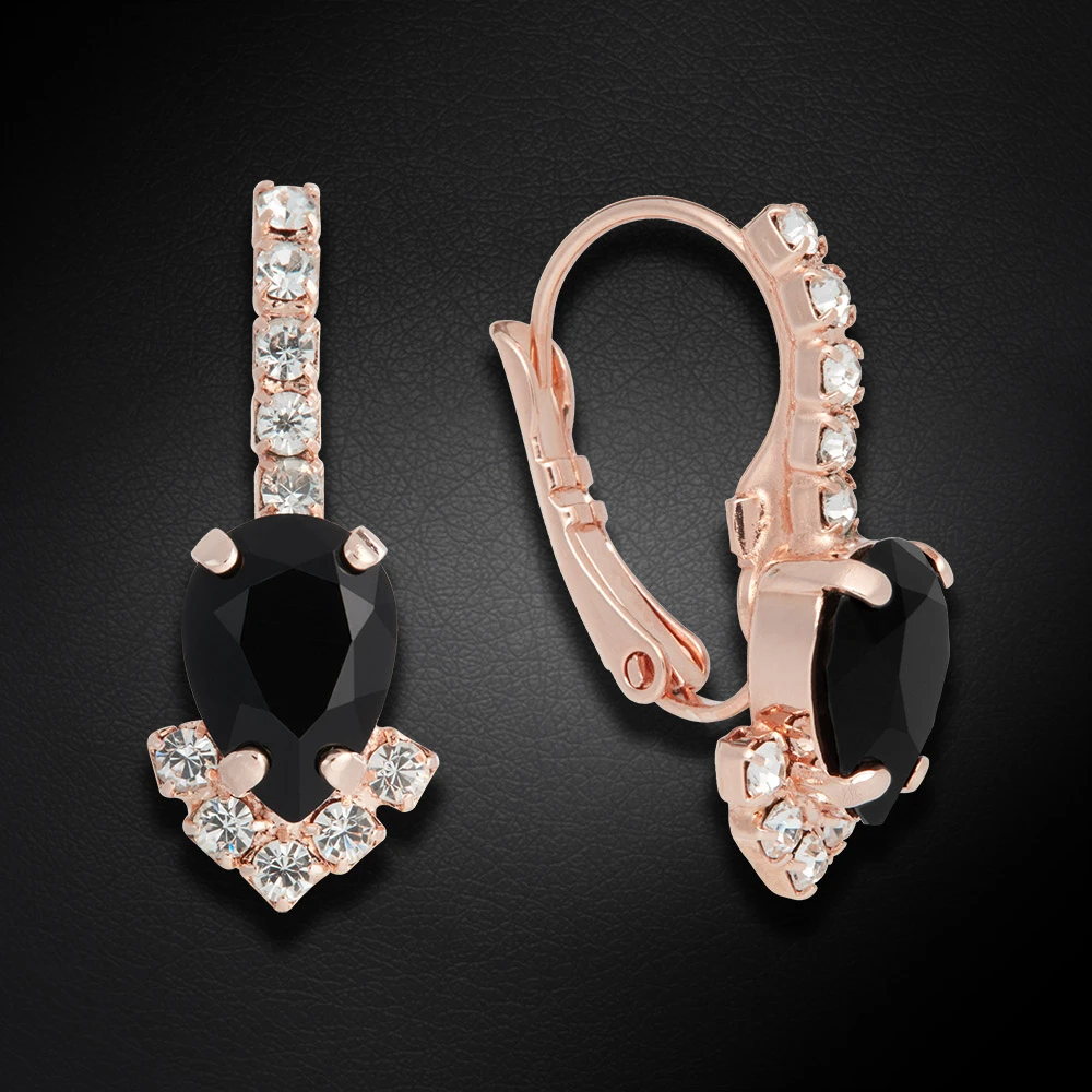 Diamond Sky Jewelry Papuošalų rinkinys moterims „Leonora II (Jet)“ su Preciosa® kristalais