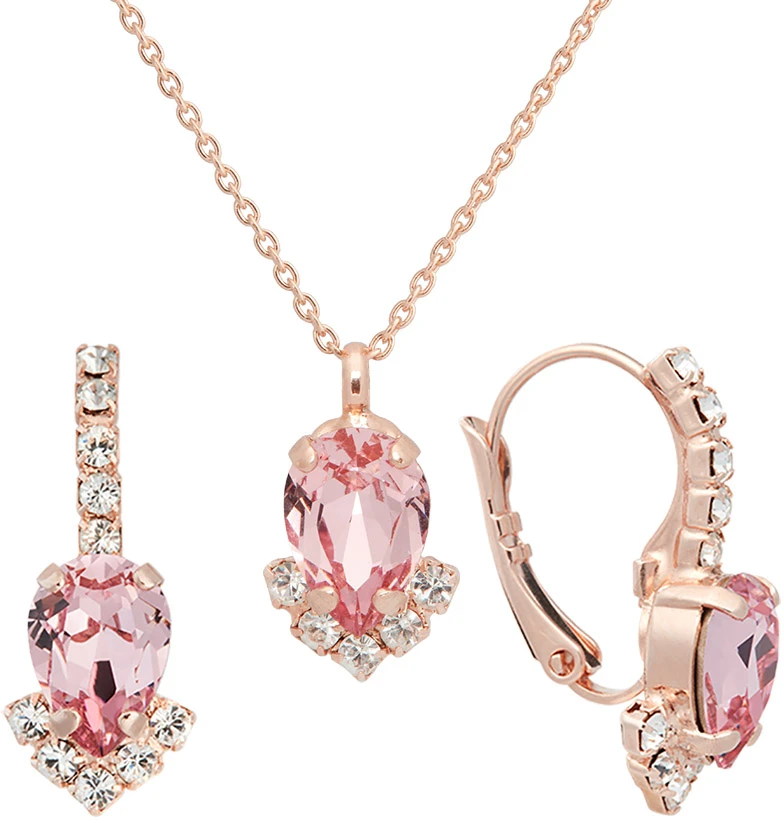 Diamond Sky Jewelry Papuošalų rinkinys moterims „Leonora II (Light Rose)“ su Preciosa® kristalais