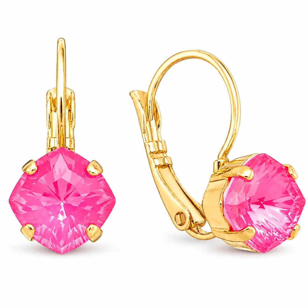 Diamond Sky Jewelry Papuošalų rinkinys moterims „Magical Square (Electric Rožinė Ignite)“ su Swarovski® kristalais