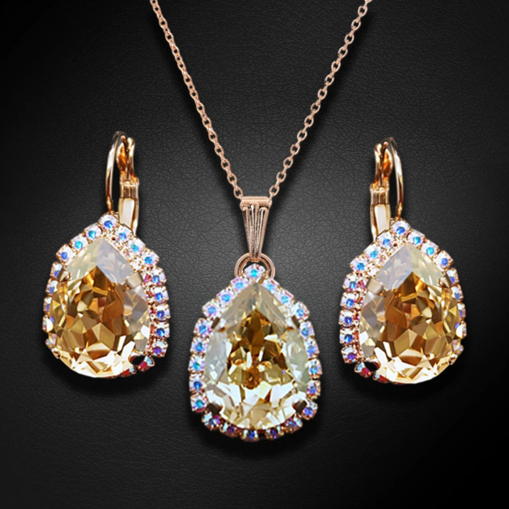 Diamond Sky Jewelry Papuošalų rinkinys moterims „Celestial Drop III (Golden Shadow)“ su Swarovski® kristalais