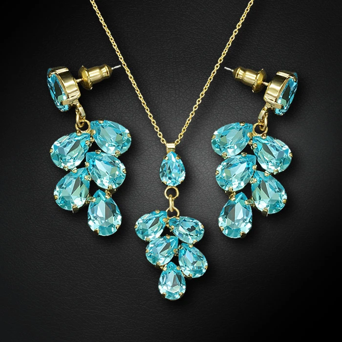 Diamond Sky Jewelry Papuošalų rinkinys moterims „Amber II (Aqua Bohemica)“ su Preciosa® kristalais