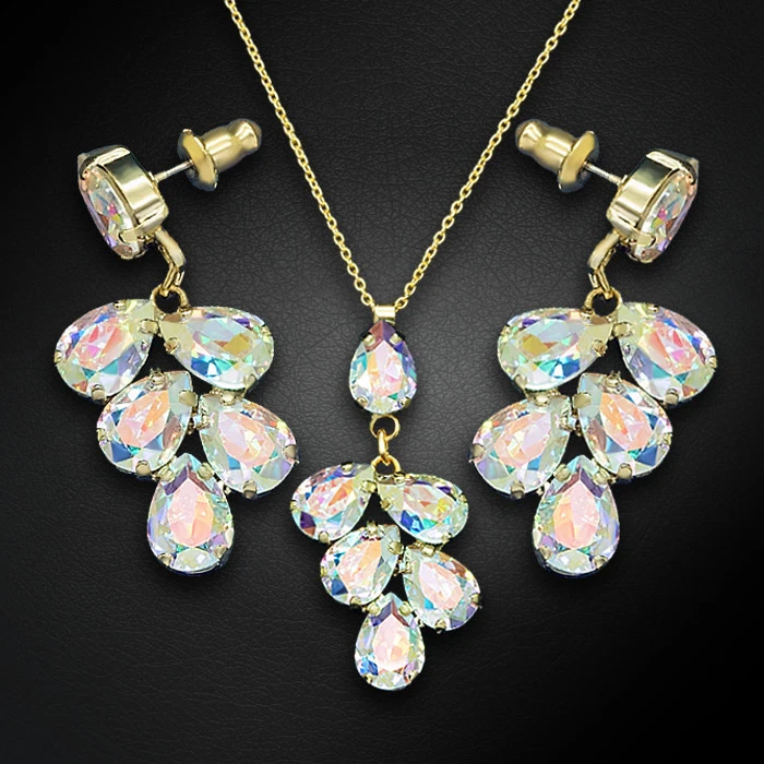 Diamond Sky Jewelry Papuošalų rinkinys moterims „Amber II (Aurora Borealis)“ su Preciosa® kristalais